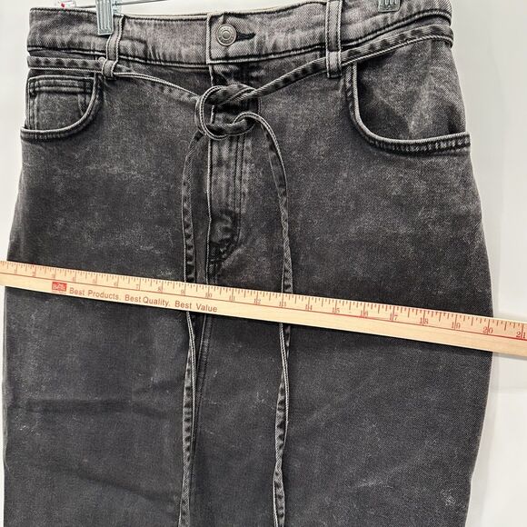 NEW Hugo Boss Womens Denim Maxi Skirt Large Gray Gatje Tie Belt Front Slit $158 - Picture 11 of 14